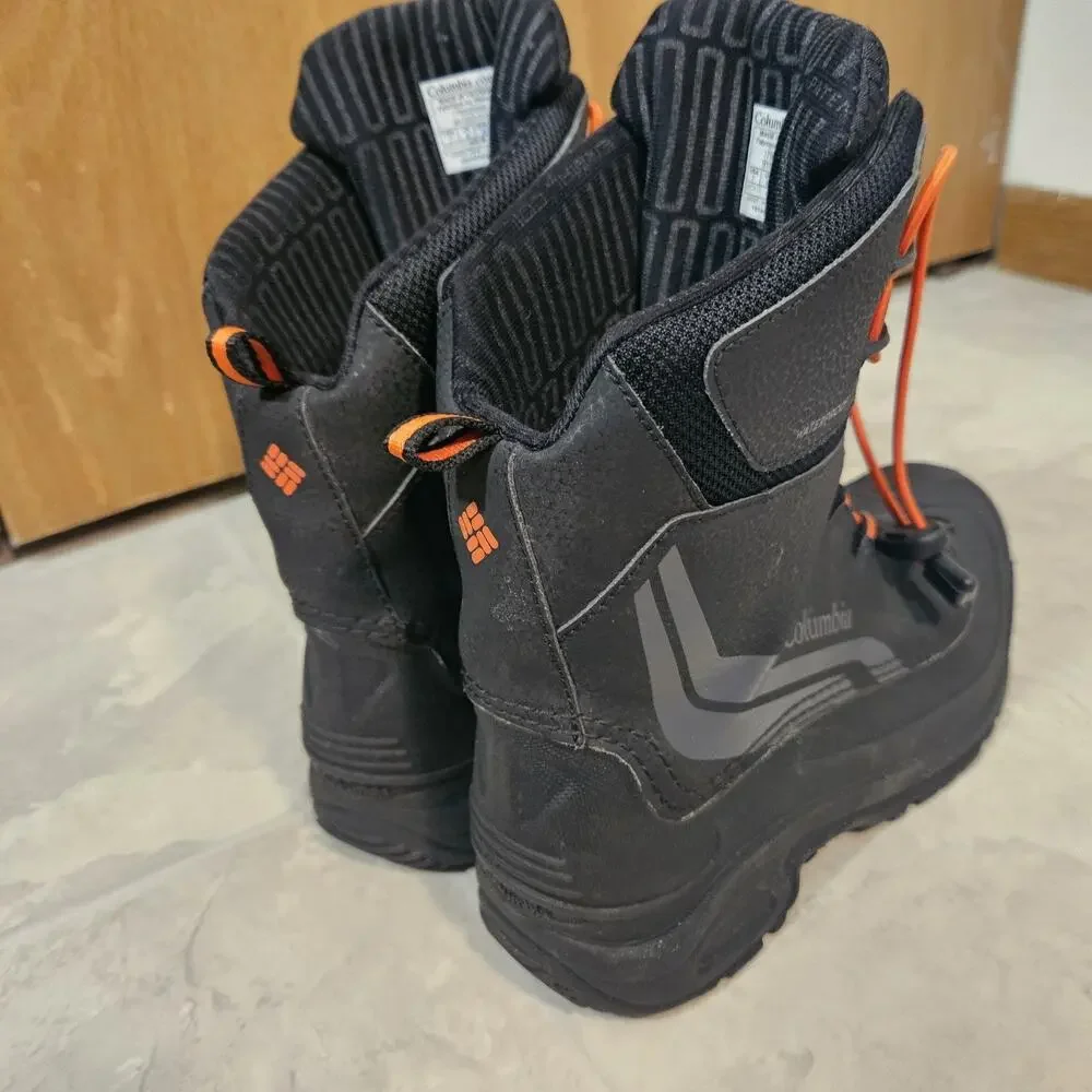 Columbia Bugaboot Size 7Y Black Orange Waterproof Winter Snow Boots BY5957-010